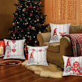 Miniatyrbilde 5 av 5: Sett med 4, 45x45cm Deco Noël Putetrekk Juledekorasjon, Sofa, Rom, Vinterferiegave