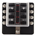 Miniatyrbillede 4 af 5: 8-vejs sikringsboks, sikringsblokke med LED-indikator, 10 sikringer, 10 bilkonnektorklemmer, båd, campingvogn, 12 V lastbil, 24 V