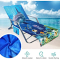 Miniatyrbild 3 av 4: Strandhandduk för solstol med fickor (C), prickigt tryck, sommarstrandstolsöverdrag, långt stolhandduksöverdrag, solhanddukar för trädgård, utomhus