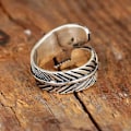 Miniatyrbilde 4 av 5: Fjær turkis justerbar ring, tommelring for kvinner menn