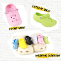 Miniatyrbild 4 av 5: Miniberlocker, Set om 6, Roliga Skobärlock, Mini Söta Lilla Crocs Skodekorationer Charms Pack för Clog Shoe Bubble Slides Sandaler Dekoration (6 Färger