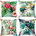 Miniatyrbilde 1 av 5: Deksel 45 x 45 cm, sett med 4 putetrekk Bomull og lin putetrekk Pynteputer til sofa hage seng sofa puter (Blomst-7)
