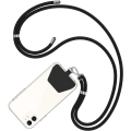 Miniatyrbild 1 av 5: Telefonrem med lapp, justerbar nackrem i nylon kompatibel med de flesta smartphones, utan fodral (svart)