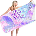 Miniatyrbillede 1 af 5: 160x80cm Mikrofiber Strandhåndklæde (Havfruehale, Perleskal), Hurtigtørrende Strandhåndklæde, Letvægts Bærbart Rejsehåndklæde