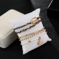 Miniatyrbillede 4 af 5: 5-delt Bohemian Shell Charm Charm Vedhæng Ankel Sæt Sort Læder Kæde Vævet Reb Perle Perle Ankel Kæde Bohemian Strand Kvinder og Piger Smykke