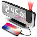 Miniatyrbild 1 av 4: Projektionsväckarklocka, digital väckarklocka med projektion, klockradio med USB-anslutning, stor LED-skärm, dubbel alarm snooze, projektion ljus