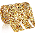 Miniatyrbillede 1 af 5: Rhinestone Crystal Ribbon 3 Yards Rhinestone Diamond Ribbon Roll Bling Ribbons til bryllupskagedekorationer Fødselsdagshåndværk, 3 ruller i 3 størrelser