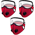 Miniatyrbild 1 av 5: 3-rums sportmask med utandningsventiler, justerbar dammskyddsmask för personligt skydd