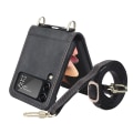 Miniatyrbillede 1 af 4: Kompatibel med Samsung Galaxy Z Flip 3 pung etui med kortholder rem PU læder crossbody flip cover kvinder sort