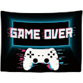 Pikkukuva 1 / 4: 200 x 150 cm Koristeellinen Seinävaate Makuuhuoneeseen - Game Over Ohjain Monitori - Kangastapetti - Esteettinen Seinävaate - Panoraamakoristelu