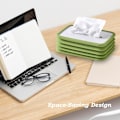 Miniatyrbillede 3 af 5: Foldbar Servietboks Sæt Holder til Ansigtservietter, Servietter, Tørretumblerark til Badeværelse, Skrivebord, Bordplade, Toiletbord, Soveværelse, Natbord (Grøn)