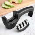 Miniatyrbilde 3 av 5: Smart Sharp 3-trinns sliper - for kjøkkenkniver - profesjonelt resultat/ergonomisk design - keramisk stein/wolframkarbid/diamant - svart/krom