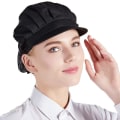 Miniatyrbillede 3 af 5: Sæt med 3 kokkehatte, sorte [halv mesh, halv stof] unisex køkkenhatte med mesh, egnet til arbejde i værksteder, fabrikskøkkener og bagerier.