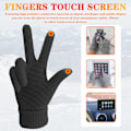 Miniatyrbild 2 av 5: 2 par dam vinter touch screen handskar termisk fleecefodrade stickade handskar elastisk manschett vinterhandskar