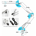 Miniatyrbilde 5 av 5: LED skrivebordslampe, sammenleggbar arkitektlampe med klyper, 10 lysnivåer x 3 fargemoduser, justerbar bordlampe, øyebeskyttelse, 5V/2A denne adapteren
