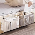 Miniatyrbillede 1 af 2: Multifunktionel Stor Kapacitet Sengeborde Opbevaring Hængende Taske Sengebord Kurv Sengeborde Organizer Hylde Hængende Taske Hvid