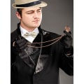 Pikkukuva 5 / 5: Harmaa 1920-luvun miesten beige väri Fancy Dress -asusteet Gangster Flapper -setti Great Gatsby -asusetti 1920-luvulla Trilby-hatulla Viikset Joustavat henkselit