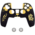 Miniatyrbild 1 av 5: Gamepad Silikonfodral med 2 Hantelhattar för PS5-kontroller, halkfri mjukt dammskyddande skyddsfodral för PS5-spelgåvor (vit/gul/röd)