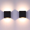 Miniatyrbild 1 av 5: 2 st LED-vägglampor inomhus upp och ner vägglampa väggtvättljus modern vägglampa belysning svart 6W aluminium för vardagsrum sovrum hall korridor