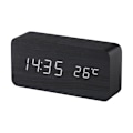 Miniatyrbillede 1 af 5: (Sort) Digitalt træ vækkeur med LED-lydkontrol, dobbelt strømforsyning via USB-batteri, lydløst træur med LED, boligdekorationer