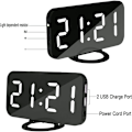 Miniatyrbild 5 av 5: Digital väckarklocka, Spegelyta klocka 6.2in LED-display med två USB-portar, automatiskt dimmerläge, skrivbords väggklocka med snooze-funktion