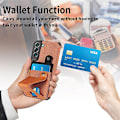 Miniatyrbild 4 av 5: Telefonskal för Galaxy S22 Plus Läder Telefonskal Stötsäkert Telefonhållare Multifunktionellt Kortfack Svart