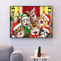 Miniatyrbild 2 av 5: Diamantmålning Kit för Vuxna, Jul Katter Diamantkonst 5D DIY Full Borr Rund Rhinestone Julgåva för Barn Hem Väggdekor 12x17 tum