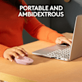 Miniatyrbilde 3 av 5: Trådløs mus for PC, Mac, bærbar PC, 2,4 GHz med USB-mini-mottaker, optisk sporing, ambidextrous - rosa