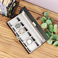 Pikkukuva 4 / 5: 6 Lokeroa (30*11*8cm) - CASE ELEGANCE Tekonahkainen kellolaatikko, krokotiilin tekstuuri, miesten/naisten kellolaatikko, kellon säilytyslaatikko, järjestäjä lasilla