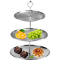 Miniatyrbillede 1 af 5: 3-lags kageopsats, kageopsats i rustfrit stål til fødselsdage, bryllupper, babyshowers, til cupcake slik donut dessertdisplay