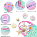 Miniatyrbillede 2 af 5: Mesh strandtaske (pink), skalnet håndtaske, foldbar skalopsamlings-sandtaske, egnet til børn, småbørn, drenge og piger, der holder svømmebassiner,