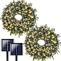 Miniatyrbilde 1 av 5: Sett med 2 lysende lyslenker på 200 LED, 24 meter, vanntett, 8 moduser, utendørs solcellelys for tre, grønn ledning, julelys for hage
