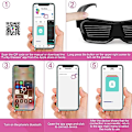 Miniatyrbillede 3 af 4: LED til mænd og kvinder Cyberpunk Light Up briller LED Bluetooth Rave briller Glow LED briller USB genopladelige med tekst Graffiti animation rytme