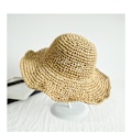 Miniatyrbilde 4 av 5: Kvinners Solhatt Bredbremmet Dame Sommer Strandhatt Foldbar Reise Halmhatt