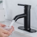 Miniatyrbillede 1 af 5: Sort vandhane i sort til badeværelse, håndvask, enkeltgrebsarmatur i matsort, moderne RV-armatur til montering på dæk