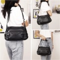 Miniatyrbild 5 av 5: Dam Crossbody-väska, Cusual Multi-fickor PU Läder Handväska Axelväska (Blå)