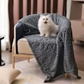 Miniatyrbild 4 av 4: 1 st lugnande filt fluffig högkvalitativ ull husdjursfilt mjuk Sherpa filt för hund valp katt grå liten (60*80cm )