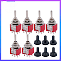 Miniatyrbillede 1 af 3: Sæt med 10 mini vippekontakter 3 positioner 6 ben ON/Off/on AC 125 V 5 A med vandtæt hætte MTS-203