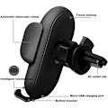 Miniatyrbilde 2 av 5: Trådløs billader, automatisk klemmende billader 360° rotasjon biltelefonladerklips for iPhone Samsung Huawei LG alle enheter (svart)