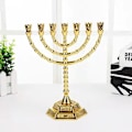 Miniatyrbillede 1 af 4: 16x13cm-Native Spirit 7-armet Menorah David Lysekrone Lysekroner Lysekrone Messingfarvet Lysekrone Lampe: Menorah Antik Gyldent Tempel i Jerusalem
