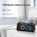 Miniatyrbild 2 av 5: Sovrum Digital FM Radio Väckarklocka, 0-100% Justerbar Ljusstyrka, Liten Skrivbordsklocka med USB-laddningsport