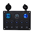 Miniatyrbild 1 av 3: 5-vägs multifunktions 5-vägs vippströmbrytare Dubbel USB-laddare + Digital voltmeter + 12V-uttag Förkopplad strömbrytarpanel med kretsbrytare för RV Voi