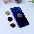 Miniatyrbillede 5 af 5: 2-delt mobiltelefon ringholder (sort, sølv), 360 ° roterbar holder, universel mobiltelefonholder, stærk adsorption, egnet til alle smartphones