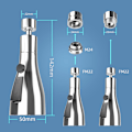 Miniatyrbild 2 av 4: 360° roterande pipkran köksblandare sprayhuvud med 3 lägen, ersättning kranände diffusor munstycke, kran trycksatt vattenmunstycke exponering.