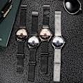 Miniatyrbillede 4 af 5: Herre Unik Fashion Stjerne Måne Koncept Quartz Analog Ur Kreativ Halv Roulette Tidsvisning Ur Rustfrit Stål Mesh Bælte Ur(sølv)