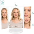 Miniatyrbillede 2 af 5: Navaris LED lysspejl 3 sider til installation - Spejl Foldbart triptykon makeup på fod med forstørrende effekt X2 x3 - Batteri eller USB - Hvid