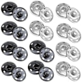 Miniatyrbilde 1 av 5: 12 sett trykknapper for søm - trykknapper for søm - DIY trykknapper - metallknapper - sølv og svart - for håndverk, klær, vesker og håndvesker (19 mm)