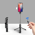 Miniatyrbillede 1 af 5: Sort - 1 stk. Selfie Lightening Tripod Bluetooth Selfie Stick Lang Mini Tripod Desktop Telefonstativ