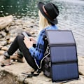 Miniatyrbillede 3 af 5: Bærbar solcellepaneloplader 3 USB-porte Powerbanks og mere, solenergi til camping og udendørs