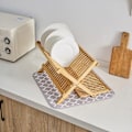 Miniatyrbillede 4 af 5: Sæt med 2 mikrofiber tørremåtter til opvaskestativ, absorberende tørremåtte til glas, tallerken og kop 40 cm x 46 cm, grå støtte